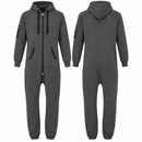 Charcoal Grey Hooded Zip-Up Onesie Jumpsuit-D10