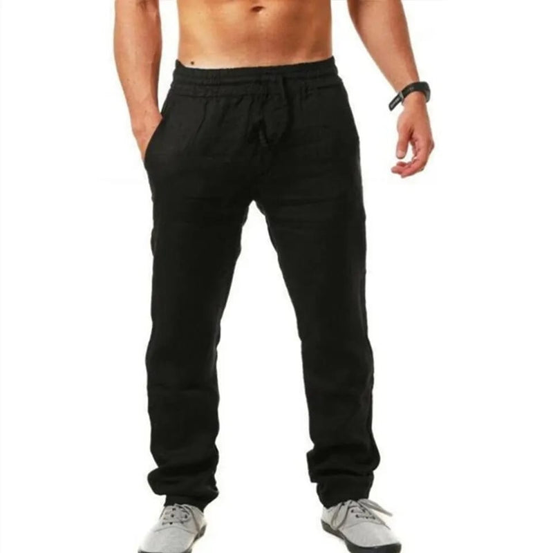 Men Cotton Linen Pants Full Length Breathable Trousers Casual Sweatpants Solid Color Loose Sports Pant Male Streetwear Trouser S3115608