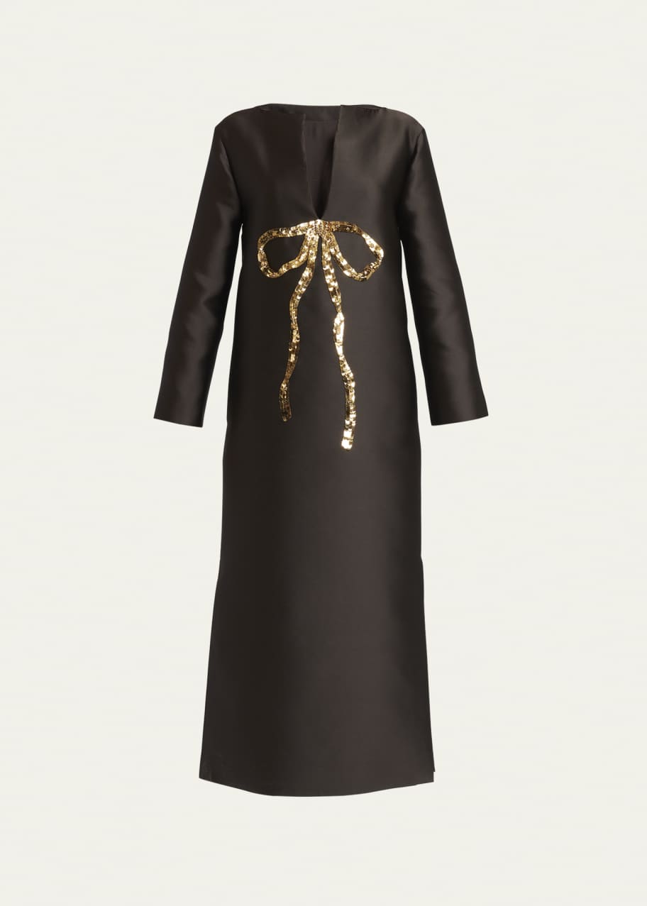 Embroidered Bow V-Neck Womens Maxi Summer dress 134954 Embroidered Bow V-Neck Womens Maxi Summer dress 134954