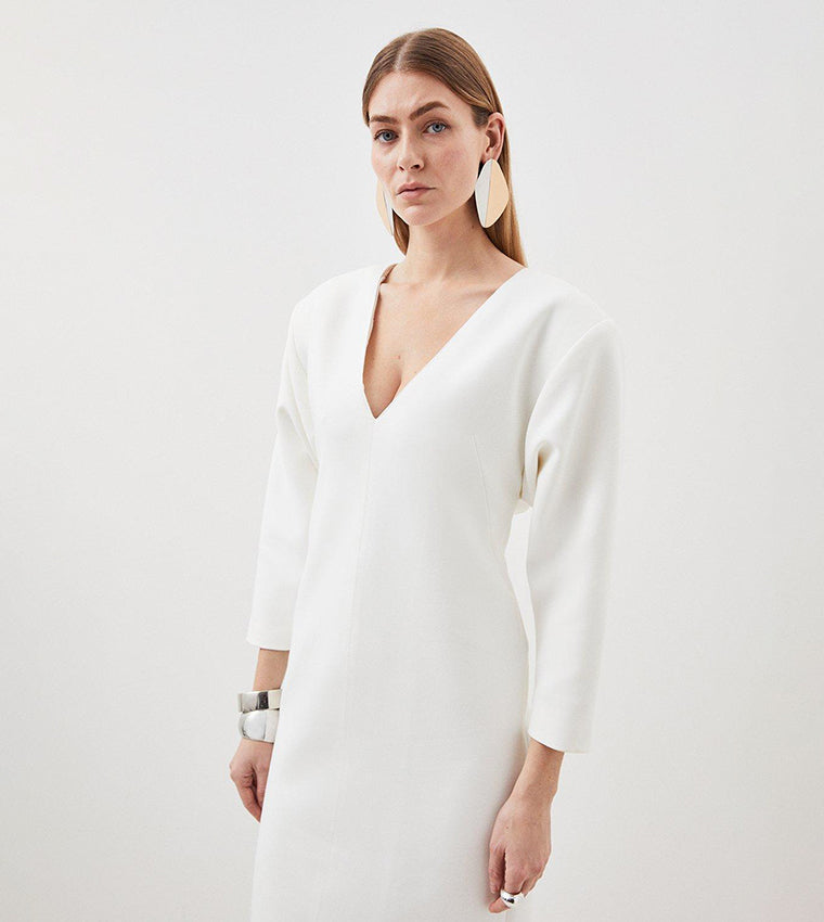 Women'sStretch maxi dress with ruffled sleeves 130333 - TUZZUT Qatar Online Shopping