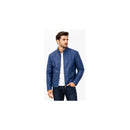 Size-S Men’s Blue Faux Leather Zip-Up Jacket MF1945