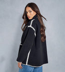 Black Trim Jacket With Matching Scarf 53923 - TUZZUT Qatar Online Shopping