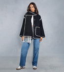 Black Trim Jacket With Matching Scarf 53923 - TUZZUT Qatar Online Shopping