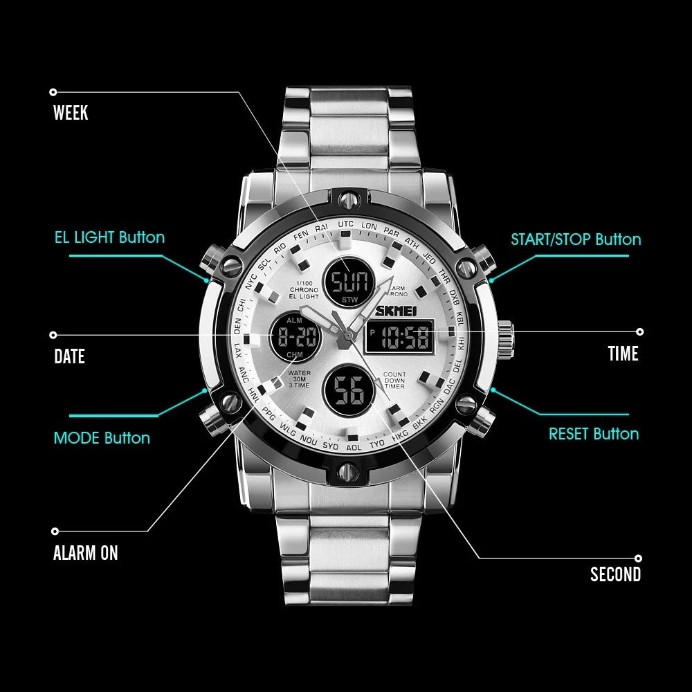 Digital Analog Steel Watch W7529 Digital Analog Steel Watch W7529