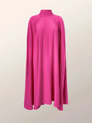 Simple Batwing Sleeves Lace-Up Solid Color High-Neck Midi Dresses 113993 - TUZZUT Qatar Online Shopping