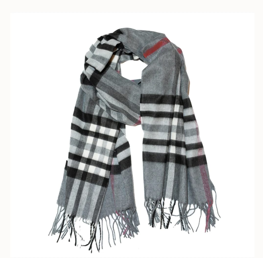 Classic Plaid Scarf in Mid Grey S277915054 Classic Plaid Scarf in Mid Grey S277915054