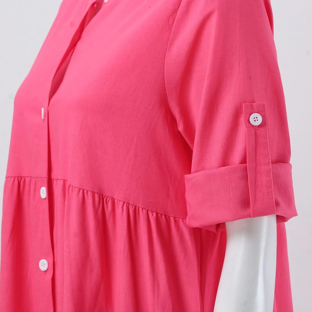 Women Fashion Casual Summer Linen Shirt B72561 Women Fashion Casual Summer Linen Shirt B72561