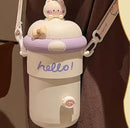 Cute Straw Cup Insulated Portable Student Crossbody Cup    1585811 - TUZZUT Qatar Online Shopping