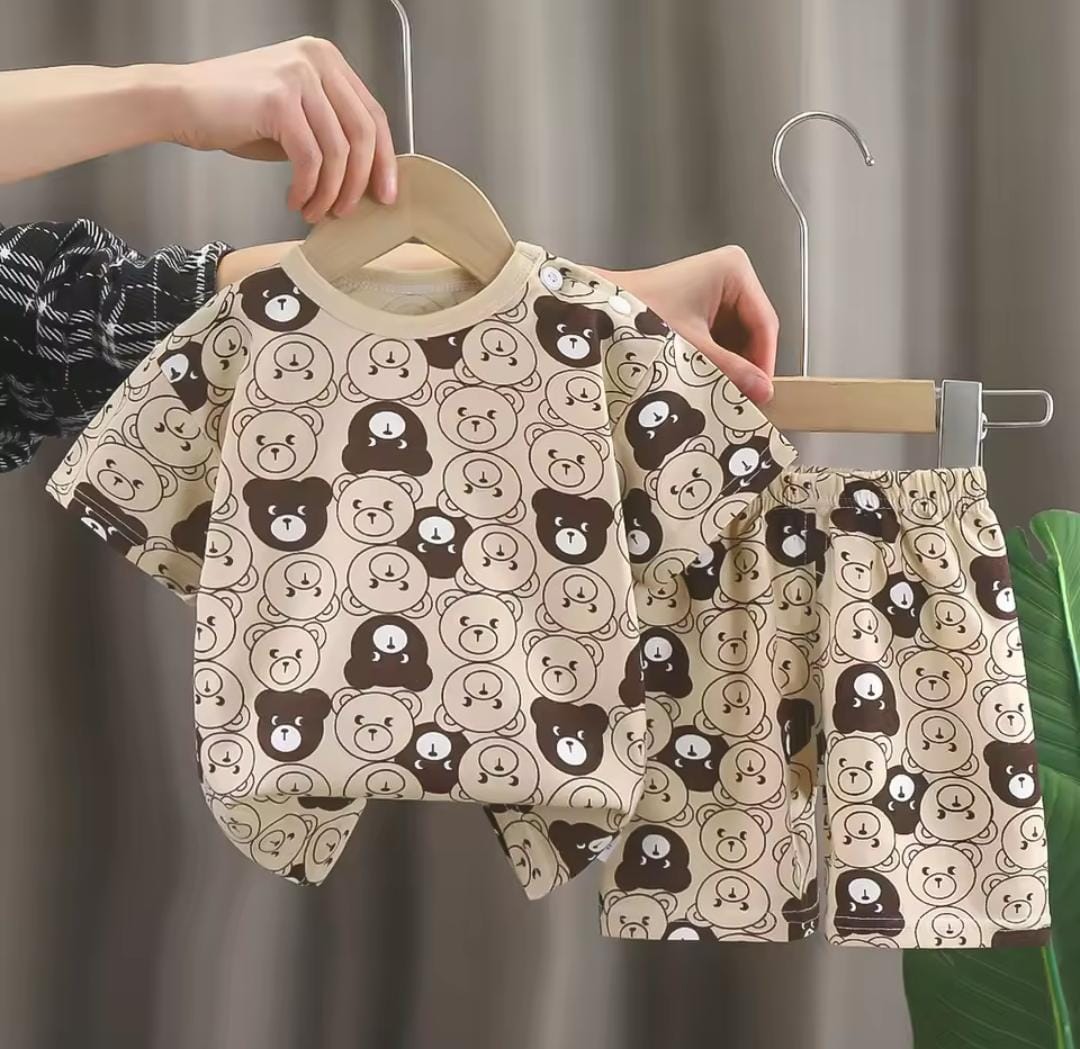 Boys Summer Bear Print Short Sleeve T-Shirt & Shorts Set 1611859 Boys Summer Bear Print Short Sleeve T-Shirt & Shorts Set 1611859