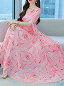 Women's Short Sleeve Tea Dresses M 408708 - TUZZUT Qatar Online Shopping