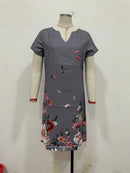 Women's Flower Print Short Sleeve Dress   S4474253 - TUZZUT Qatar Online Shopping