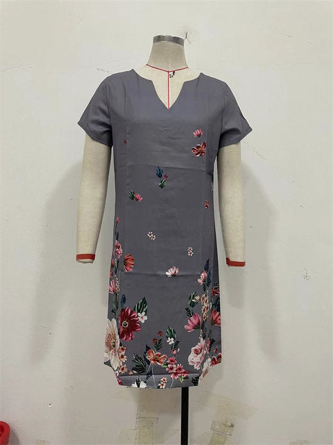 Women's Flower Print Short Sleeve Dress S4474253 Women's Flower Print Short Sleeve Dress S4474253