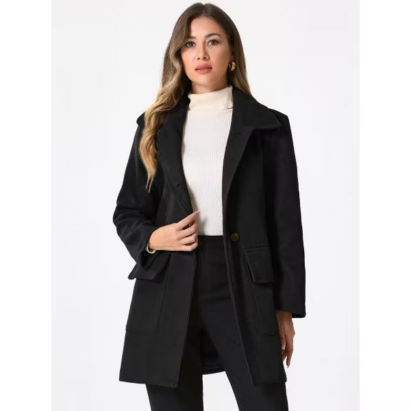 Women's Peter Pan Collar Long Sleeve Double Breasted Classic Winter Outwear 55367 - TUZZUT Qatar Online Shopping