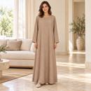 Women’s Taupe Beige Long-Sleeve Maxi Dress MC-A14