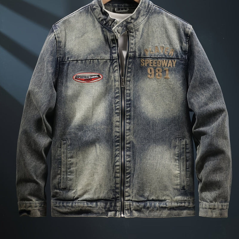 Men' Player Graphic Print Denim Jacket Pockets Casual 171454 - TUZZUT Qatar Online Shopping