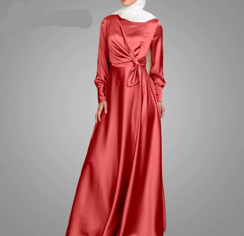 New Fashion Women's Long Sleeve Cross Strap Round Neck Beautiful Loose Fitting Dress S35003 New Fashion Women's Long Sleeve Cross Strap Round Neck Beautiful Loose Fitting Dress S35003