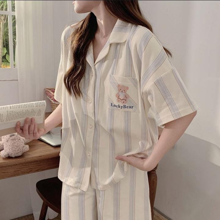 Women's Short Sleeve Long Trousers Homewear Pajama Set 582680 Women's Short Sleeve Long Trousers Homewear Pajama Set 582680
