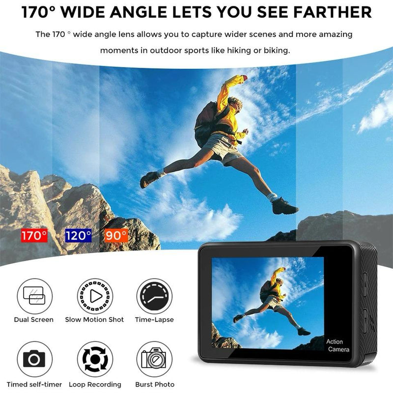 Action Camera Sony Lens 2.0-inch LCD EIS Dual Screen