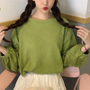 Women's Long Sleeve Solid Color T-Shirts L 314791 - TUZZUT Qatar Online Shopping