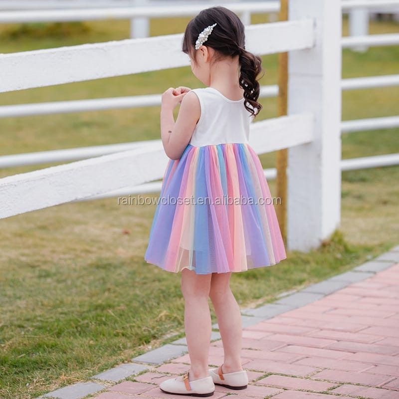Kids' Cotton Knit Top and Colorful Mesh Skirt One Piece Tutu Dress 4-5Y X3150966 Kids' Cotton Knit Top and Colorful Mesh Skirt One Piece Tutu Dress 4-5Y X3150966