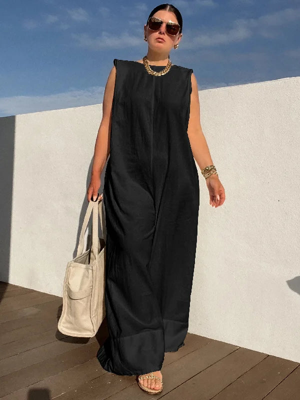 Sleeveless Wide Leg Solid Color Jumpsuits XL 103995 Sleeveless Wide Leg Solid Color Jumpsuits XL 103995