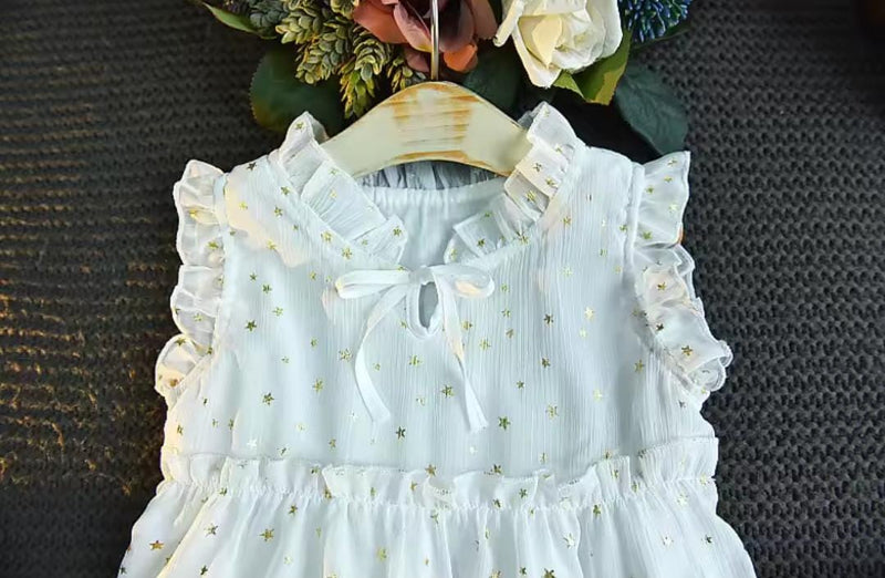 Children Sleeveless Dot Point Star Princess Mesh Dress    843914 - TUZZUT Qatar Online Shopping