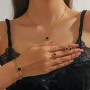 Black Circle Bracelet Ear Finger Rings 3 Pc Set NE75 - TUZZUT Qatar Online Shopping