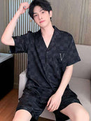 Men's Pajamas Men's Summer Pajamas Short-sleeved Shorts Loungewear Summer Pajamas Set for Spring, Summer   S3749403 - TUZZUT Qatar Online Shopping