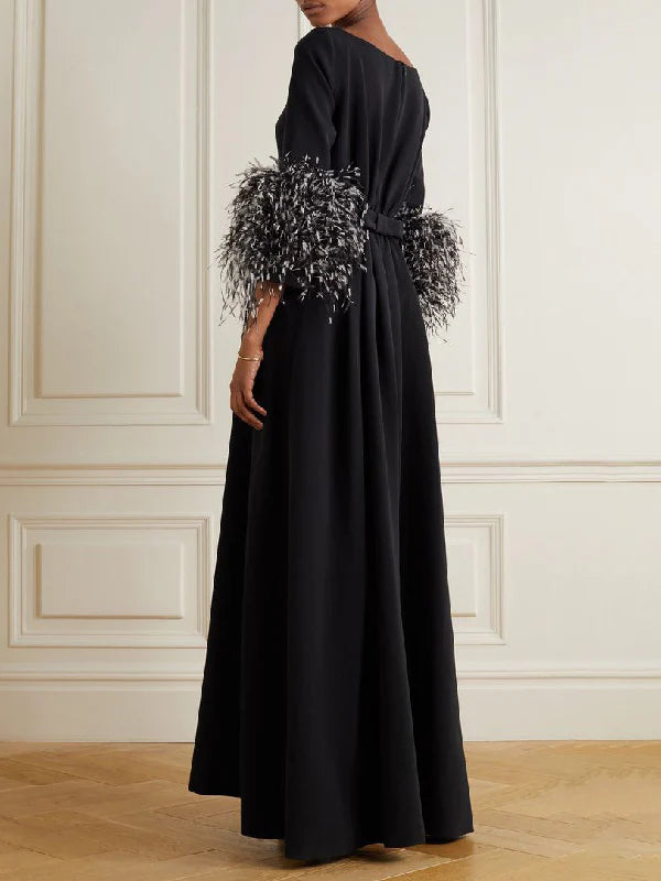 Elegant Simple Feather Long Sleeve Party Dress 111150 Elegant Simple Feather Long Sleeve Party Dress 111150