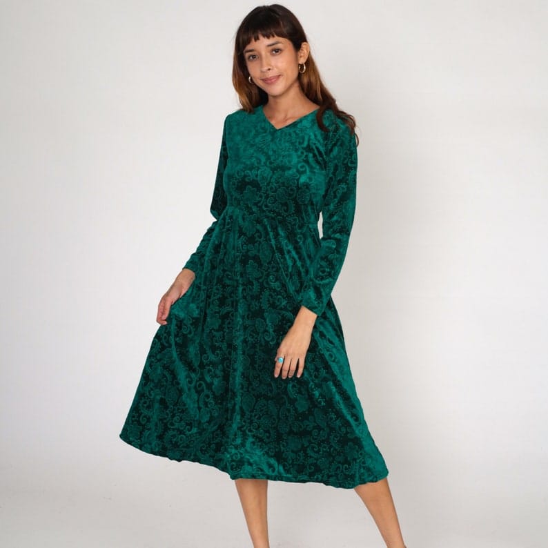 Floral Velvet Dress Floral Mini Emerald Green Grunge Dress V Neck Party Dress Long Sleeve High Waist Minidress Vintage S147220 Floral Velvet Dress Floral Mini Emerald Green Grunge Dress V Neck Party Dress Long Sleeve High Waist Minidress Vintage S147220