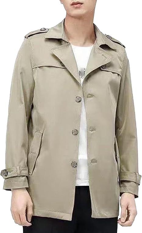 Men's Slim Fit Trench Coat Single Breasted Jacket Lightweight C345786 Men's Slim Fit Trench Coat Single Breasted Jacket Lightweight C345786
