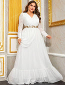 Plus Contrast Sequin Ruffle Hem Chiffon Formal Dress    S5080161 - TUZZUT Qatar Online Shopping