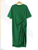 Original Solid Color Irregularity Pleats Midi Dress M 84298 - TUZZUT Qatar Online Shopping