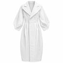 Women’s White Wide-Lapel Winter Coat MMH67896 - L