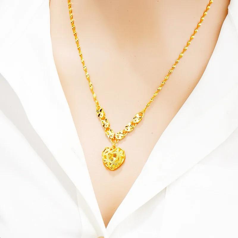 Gold Plated Necklace Women's Jewelry High Imitation Gold Inverted Heart Necklace S4885700 - Tuzzut.com Qatar Online Shopping