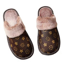 Women's Winter Warm Plush Leather Indoor House Cozy Home Slippers   S475521 - TUZZUT Qatar Online Shopping