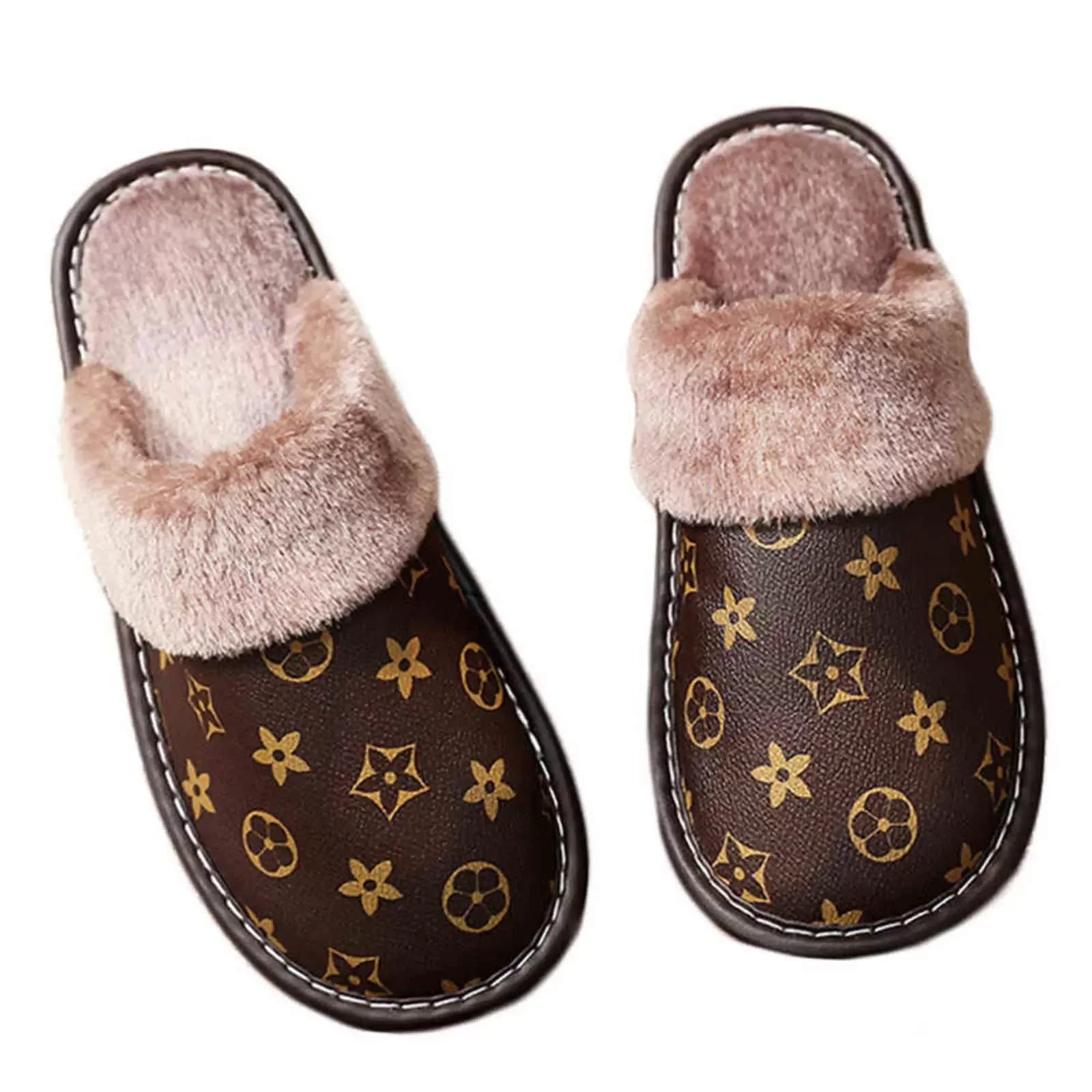 Women's Winter Warm Plush Leather Indoor House Cozy Home Slippers S475521 Women's Winter Warm Plush Leather Indoor House Cozy Home Slippers S475521
