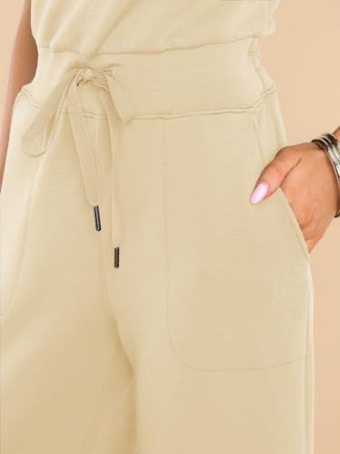 Air Essentials Jumpsuits For Women Loose Casual Crew Neck Romper Wide Leg Long Pants Baggy Overalls with Pockets B71793 Air Essentials Jumpsuits For Women Loose Casual Crew Neck Romper Wide Leg Long Pants Baggy Overalls with Pockets B71793