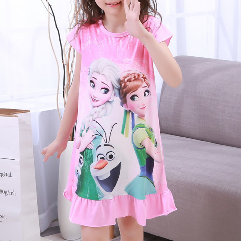 Frozen Elsa Little Girls Princess Dresses Kids Short Sleeve 1599235 - TUZZUT Qatar Online Shopping