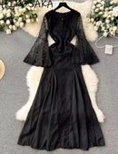 Women's Lace Embroidered Sleeves Dress   B66489 - TUZZUT Qatar Online Shopping