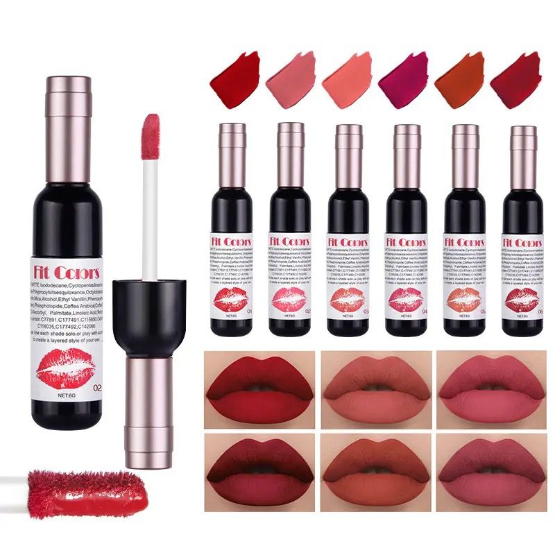 6 Pc Set LEKOFO Trendy LIp Gloss Nude Matte Lipstick Waterproof Long Lasting Women Red Lip Tint Velvet Lip Glaze Makeup Cosmetics