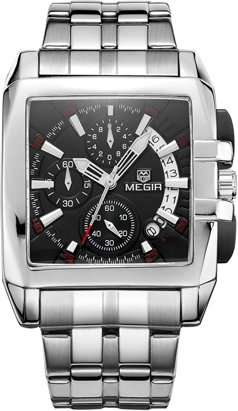 MEGIR Bold Steel Sports Chronograph Watch W7512 - TUZZUT Qatar Online Shopping