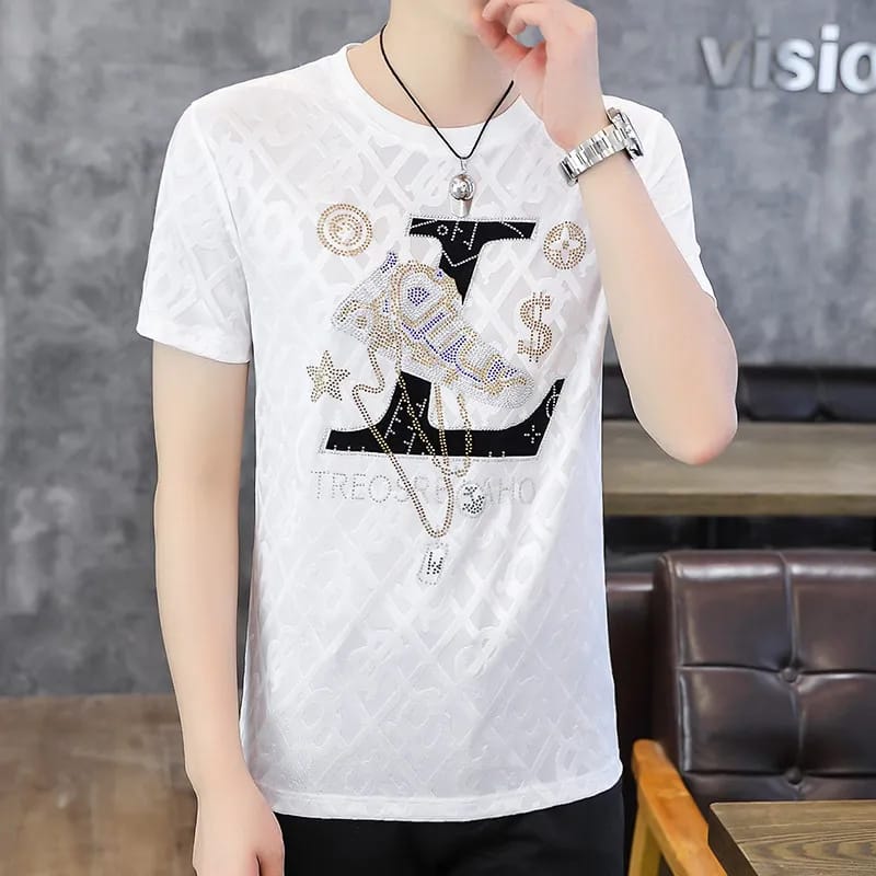 Summer Men's Hot Diamond Ice Silk T-shirt 413273 Summer Men's Hot Diamond Ice Silk T-shirt 413273