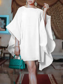 Batwing Sleeves Loose Solid Color Round-Neck Mini Dresses 115101 - TUZZUT Qatar Online Shopping