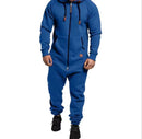 Men Jumpsuit Solid Color Splicing Hoodies Casual Zipper Onesie Hoodie 716378 M - TUZZUT Qatar Online Shopping