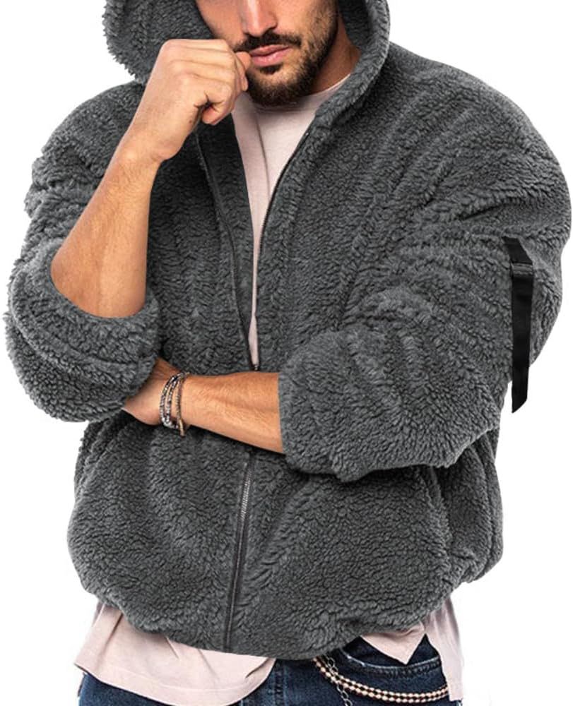 Plush Men's Jacket Fluffy Fleece Thick Warm Coat Jacket Long Sleeve Hooded Coat Thicken Warm Men's Coat Outerwear Sweatshirt Hoodie X4771695 Plush Men's Jacket Fluffy Fleece Thick Warm Coat Jacket Long Sleeve Hooded Coat Thicken Warm Men's Coat Outerwear Sweatshirt Hoodie X4771695