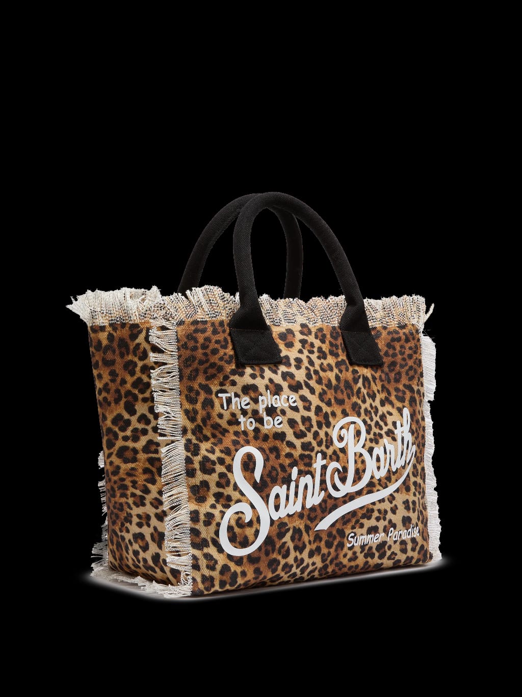 Cotton Canvas Vanity Tote Bag with Leopard Print MC2 Cotton Canvas Vanity Tote Bag with Leopard Print MC2