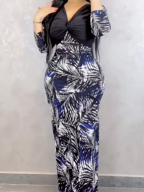 Women's Sexy Bodycon Midi Dress Long Sleeve Zipper Stretchy Printed Party Dresses S403361 Women's Sexy Bodycon Midi Dress Long Sleeve Zipper Stretchy Printed Party Dresses S403361