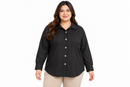 Women’s Black Long-Sleeve Button-Front Shirt - XL