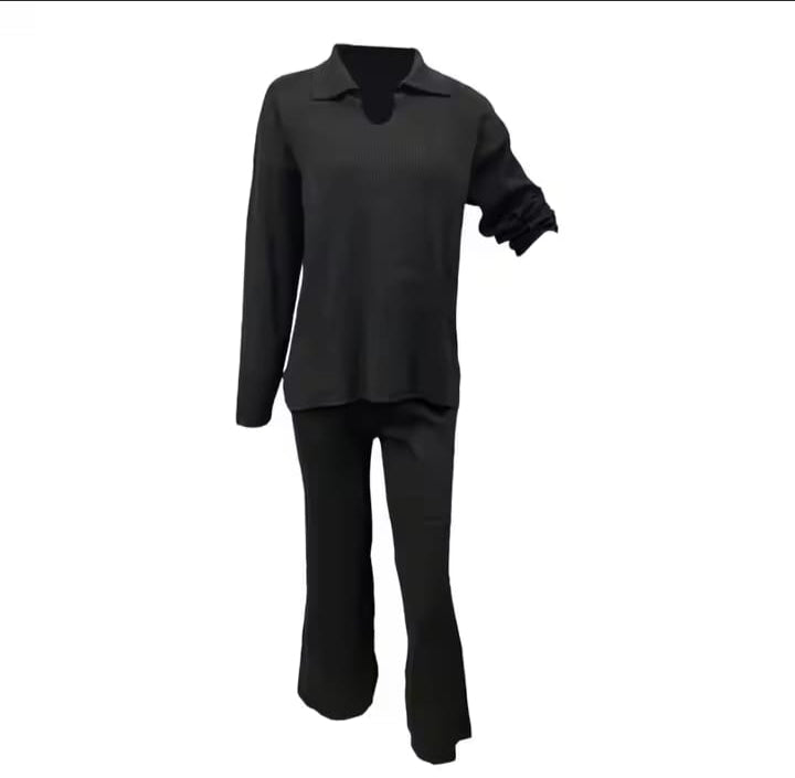 Women's Wide Leg Pajama Set, Wide Leg Pants, Long Sleeve Top, Pants, V-Neck S5055531 Women's Wide Leg Pajama Set, Wide Leg Pants, Long Sleeve Top, Pants, V-Neck S5055531